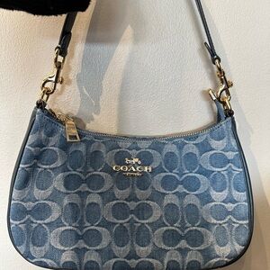 Coach Denim Blue Monogram Shoulder Bag